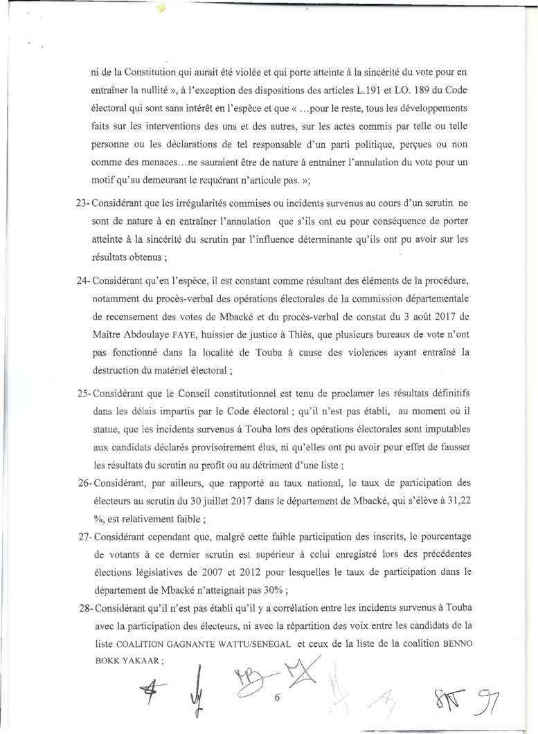 Le Conseil Constitutionnel valide la victoire de BBY et rejette tous les recours: Voici la liste officielles des élus 