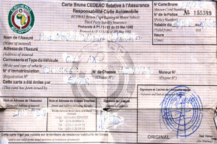 Renforcement de l’intégration dans l’espace Cedeao : le Sénégal systématise la Carte Brune Cedeao.