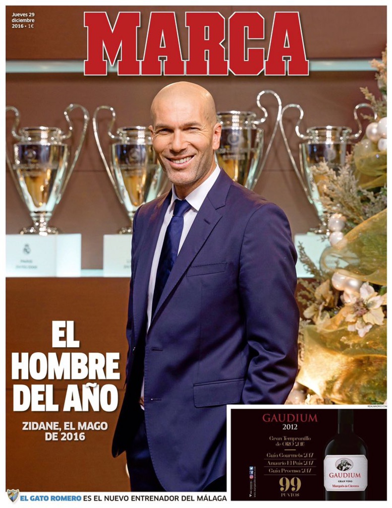 Espagne : Zinédine Zidane élu «homme de l'année» par Marca