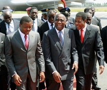 Les présidents  togolais Faure Gnassingbé , ivoirien Laurent Gbagbo et béninois Yayi Boni