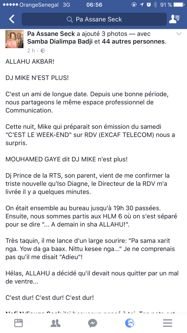 Décès de Dj Mike : Le groupe Excaf et les animateurs perdent une valeur sûre