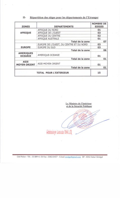 Voici le décret fixant la répartition des 105 sièges de députés pour les listes départementales de l'intérieur et de l'étranger