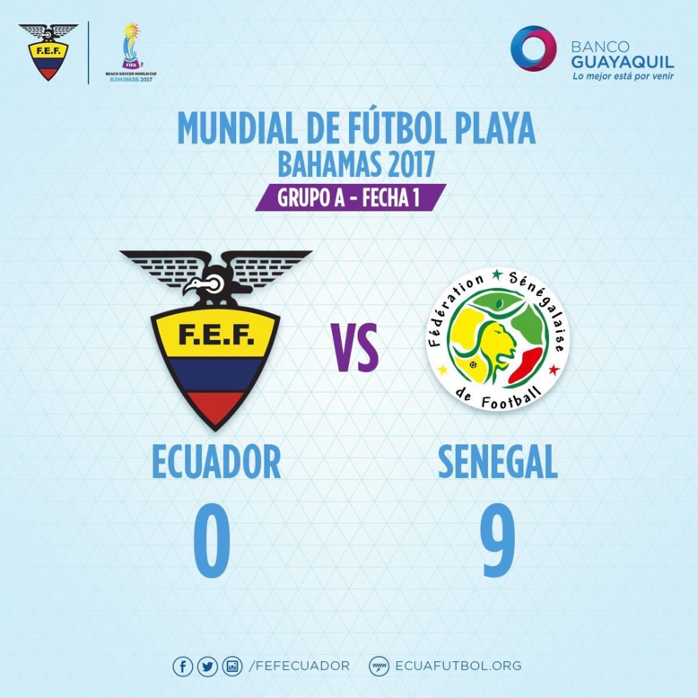 Mondial Beach Soccer - 1ère journée: les "Lions" corrigent l'Equateur (9-0) et rugissent d'entrée 