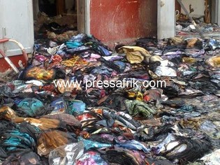 Tissus,sacs et marchandises n'ont pas été épargnés par l'incendie