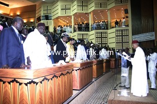 le président des assises nationales Amadou Mahtar Mbow à la lecture de son discours