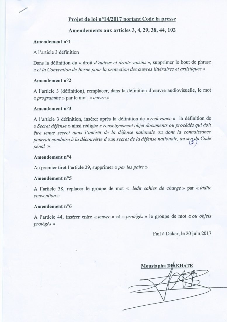 Code de la presse et les amendements: l'intégralité du texte Sénégalais Code de la presse et les amendements: l'intégralité du texte Sénégalais