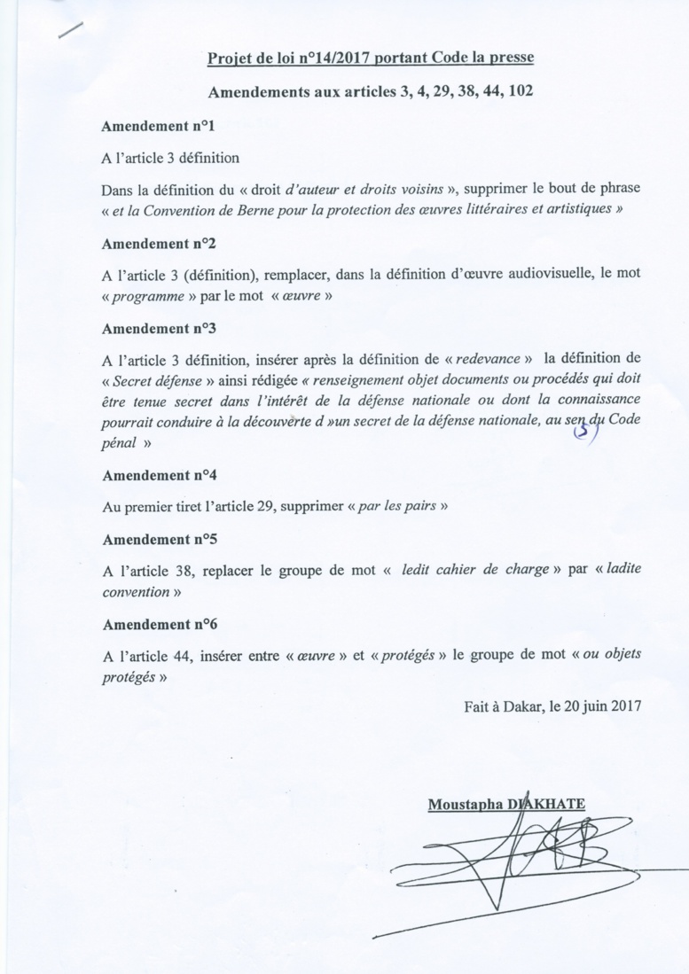 Code de la presse et les amendements: l'intégralité du texte Sénégalais
