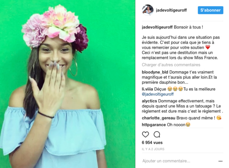 Miss Martinique réagit après avoir été disqualifiée du concours Miss France à cause de son tatouage Miss Martinique réagit après avoir été disqualifiée du concours Miss France à cause de son tatouage