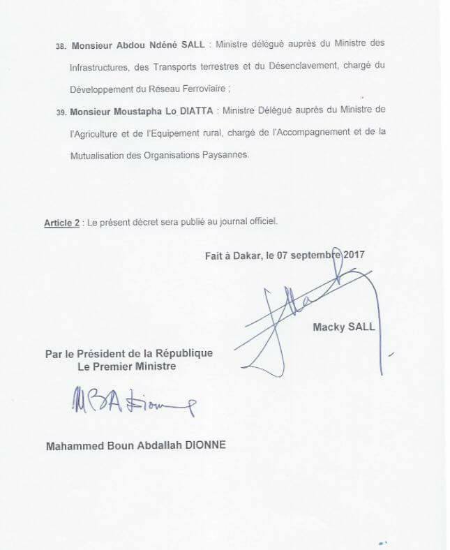 Nouveau Gouvernement du Sénégal: Liste des nouveaux membres - Pas de changements majeurs 