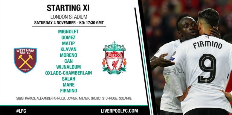 DIRECT West Ham 1 - 4 Liverpool: Sadio Mané est bien titulaire 