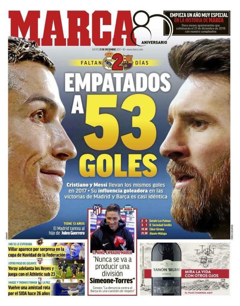 Ex-equo avec 53 buts, un clasico pour départager CR7 et Messi