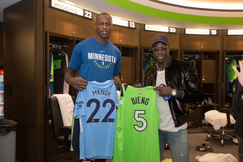 Echange de maillots entre Benjamin Mendy de Manchster City et Gorgui Sy Dieng des Timberwolves