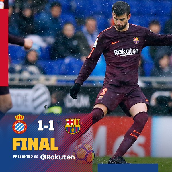 22e journée Liga : Le Barça accroche difficilement le point du match nul dans la pluie de l'Espanyol