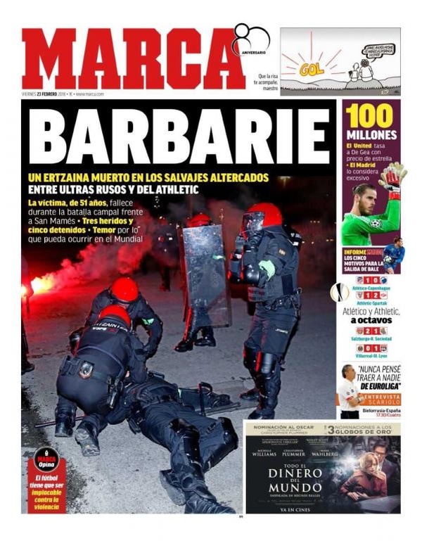 Les Unes des journaux sportifs en Espagne du 23 février 2018