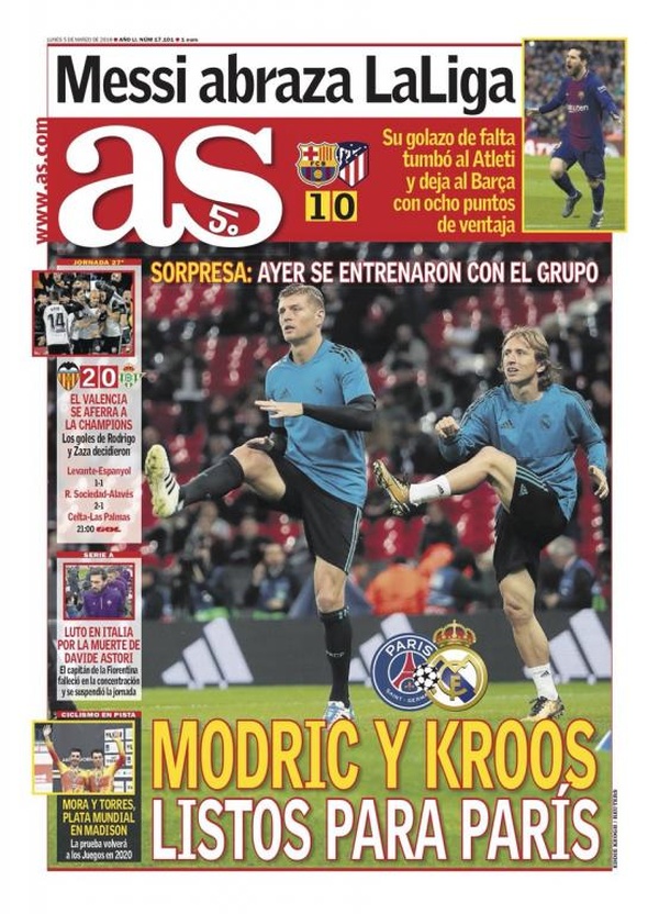 Les Unes des journaux sportifs en Espagne du 5 mars 2018