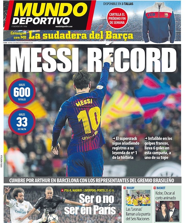 Les Unes des journaux sportifs en Espagne du 6 mars 2018