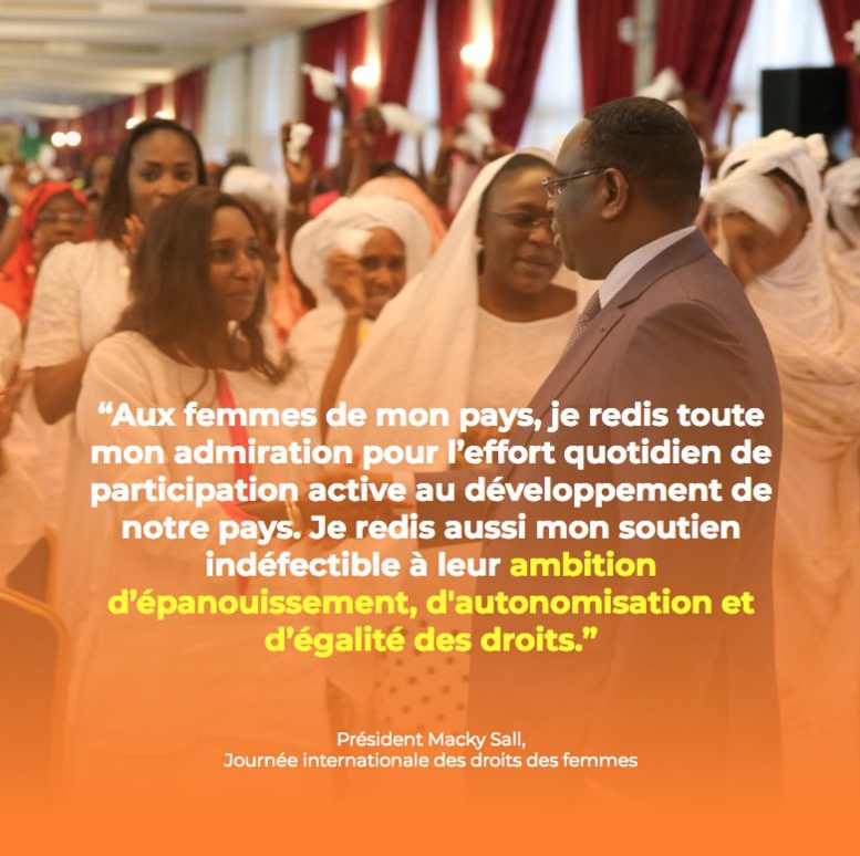 Le message du Président Macky Sall aux femmes : "Je salue leur engagement à briser les chaînes de la pauvreté et..."
