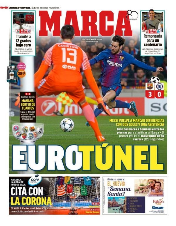 Les Unes des journaux sportifs en Espagne du 15 mars 2018