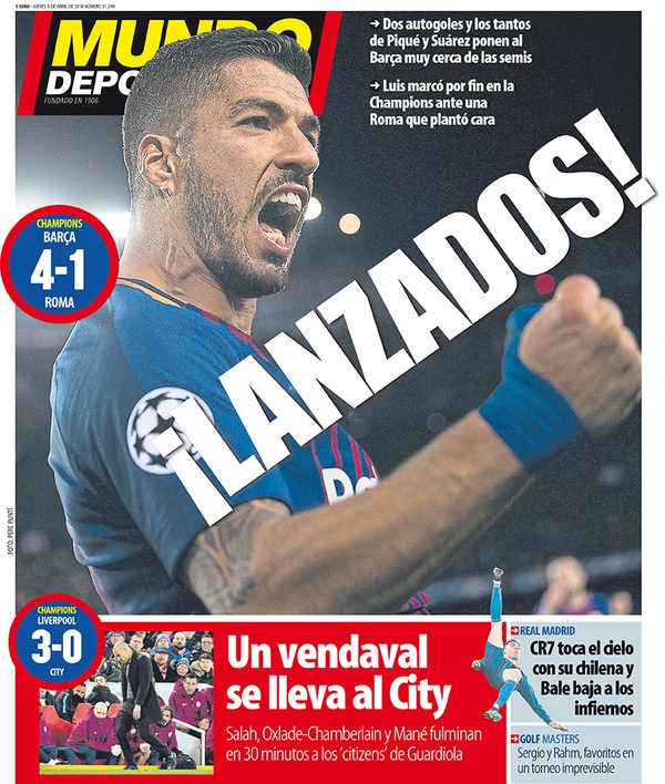 Les Unes des journaux sportifs en Espagne du 5 avril 2018