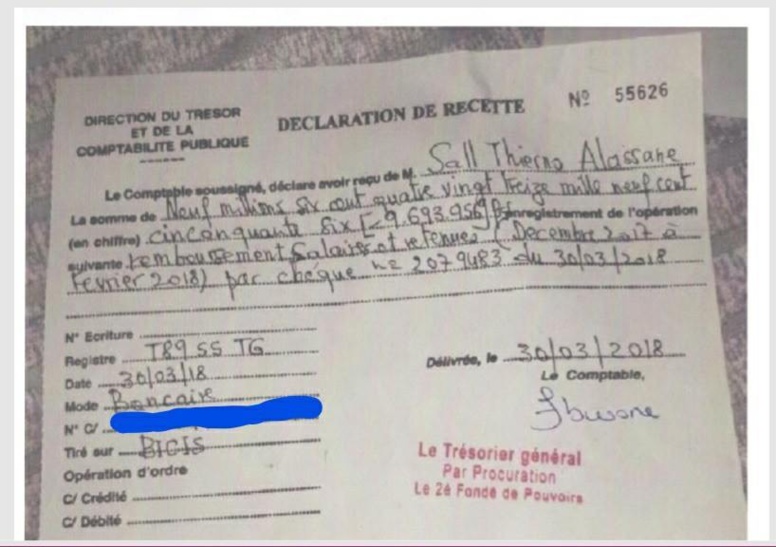 Thierno Alassane Sall exhibe le documents qui prouvent qu'il ne doit rien au trésor sénégalais Thierno Alassane Sall exhibe le documents qui prouvent qu'il ne doit rien au trésor sénégalais