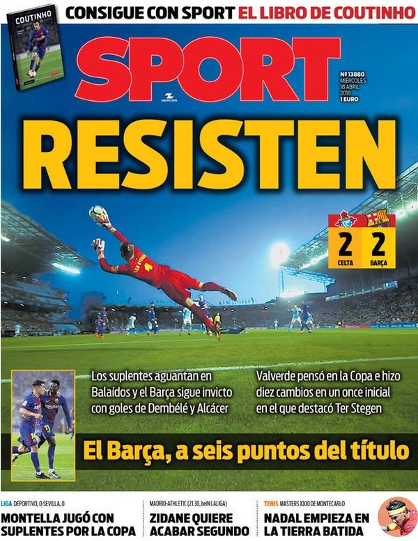Les Unes des journaux sportifs en Espagne du 18 avril 2018
