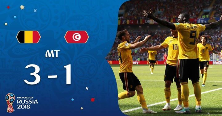 #CM2018-mi-temps : La Belgique mène désormais par 4-1 face à la Tunisie 