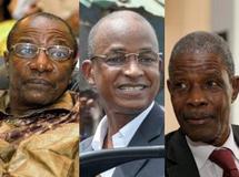 Alpha Conde (L), Cellou Dalein Diallo (C) candidats à la présidentielle et Jean-Marie Doré, Premier ministre. Montage RFI