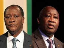 Le président sortant Laurent Gbagbo et l'ex-Premier ministre Alassane Ouattara.