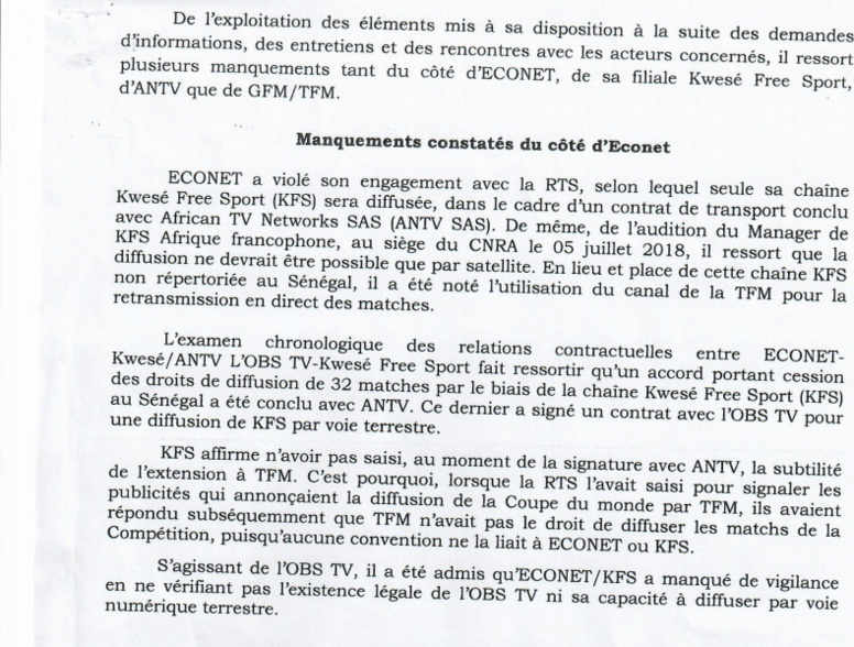 Différend sur les droits de diffusion : la Rts triomphe sur "tapis vert" devant le Cnra Différend sur les droits de diffusion : la Rts triomphe sur "tapis vert" devant le Cnra