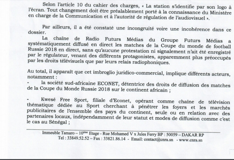 Différend sur les droits de diffusion : la Rts triomphe sur "tapis vert" devant le Cnra Différend sur les droits de diffusion : la Rts triomphe sur "tapis vert" devant le Cnra