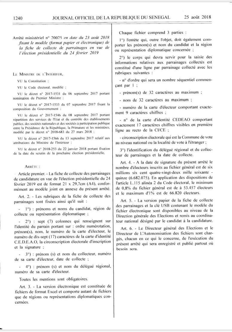 Tout ce que vous devez savoir sur la fiche de collecte de Parrainages publié au Journal Officiel Tout ce que vous devez savoir sur la fiche de collecte de Parrainages publié au Journal Officiel