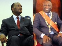 Alassane Ouattara, Laurent Gbagbo, montage RFI.
