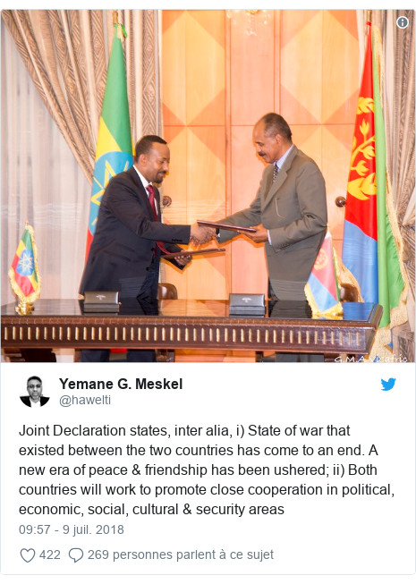 L’Erythrée et l’Ethiopie rouvrent leur frontière terrestre