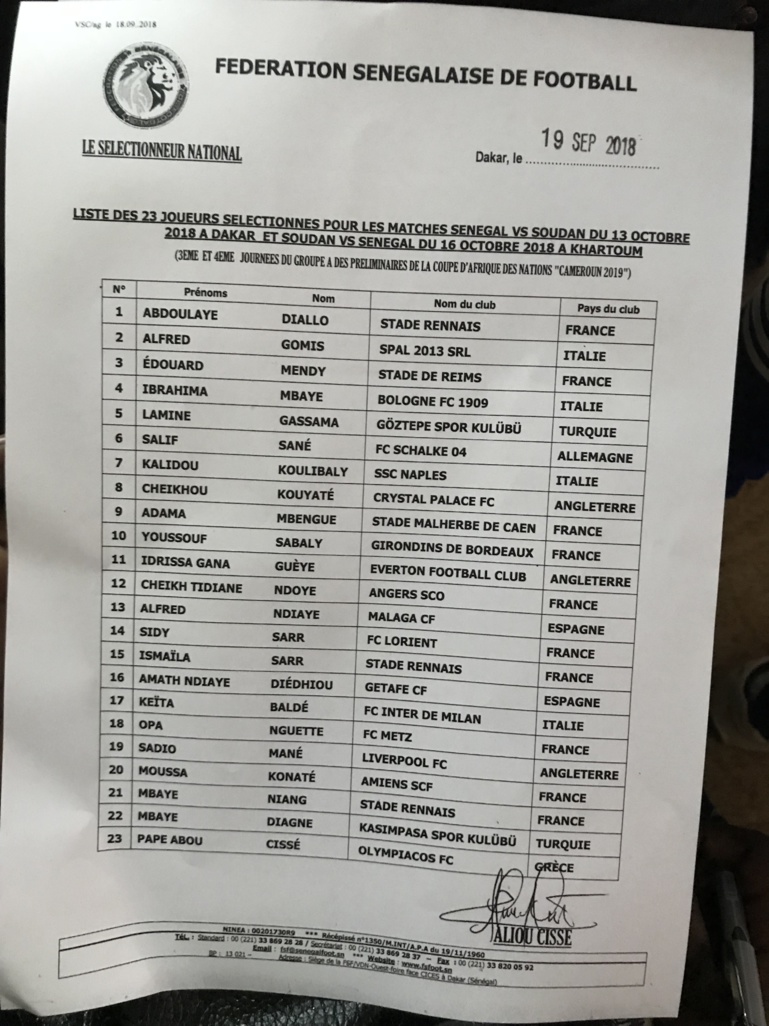 Urgent-Double confrontation Sénégal vs Soudan: Aliou Cissé reconduit "ses" 23 Urgent-Double confrontation Sénégal vs Soudan: Aliou Cissé reconduit "ses" 23