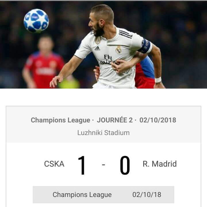 Ligue des champions : le Real Madrid chute à Moscou
