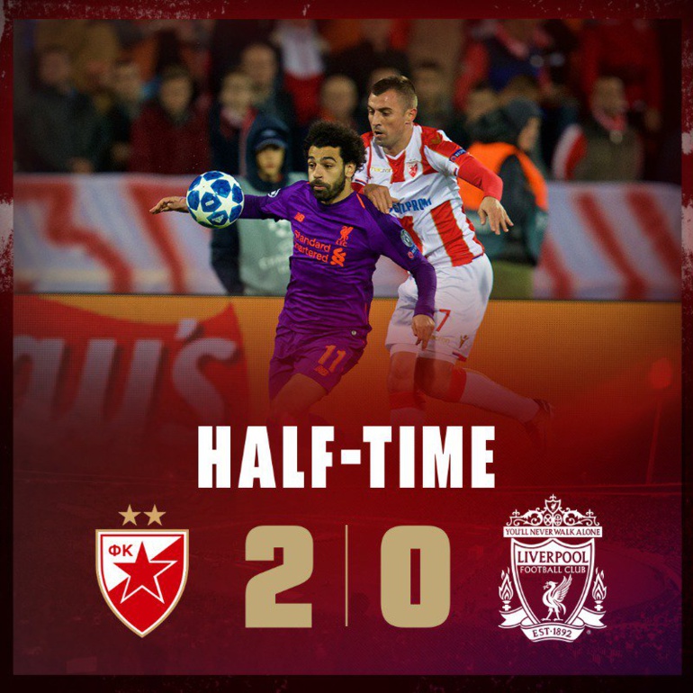 #LigueDesChampions : Liverpool subit une pluie d'étoiles rouge à Belgrade (2-0 mi-temps) #LigueDesChampions : Liverpool subit une pluie d'étoiles rouge à Belgrade (2-0 mi-temps)
