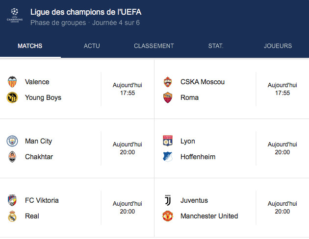 Ligue des champions : le programme du mercredi Ligue des champions : le programme du mercredi