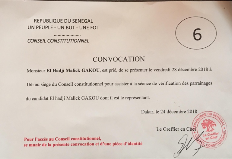 Conseil constitutionnel : Malick Gakou convoqué le 28 décembre pour... Conseil constitutionnel : Malick Gakou convoqué le 28 décembre pour...