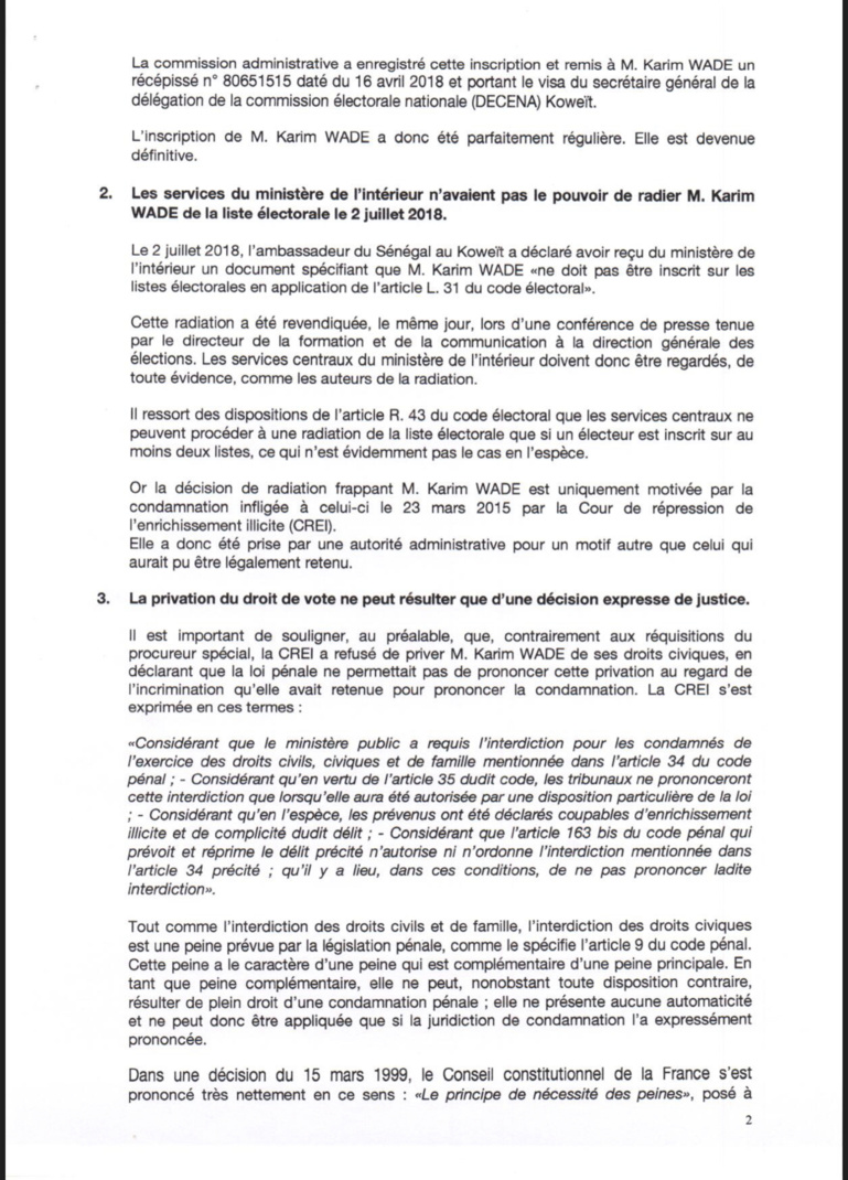 Candidature de Karim Wade: D’éminents juristes nationaux et internationaux écrivent au Conseil constitutionnel (Document) Candidature de Karim Wade: D’éminents juristes nationaux et internationaux écrivent au Conseil constitutionnel (Document)