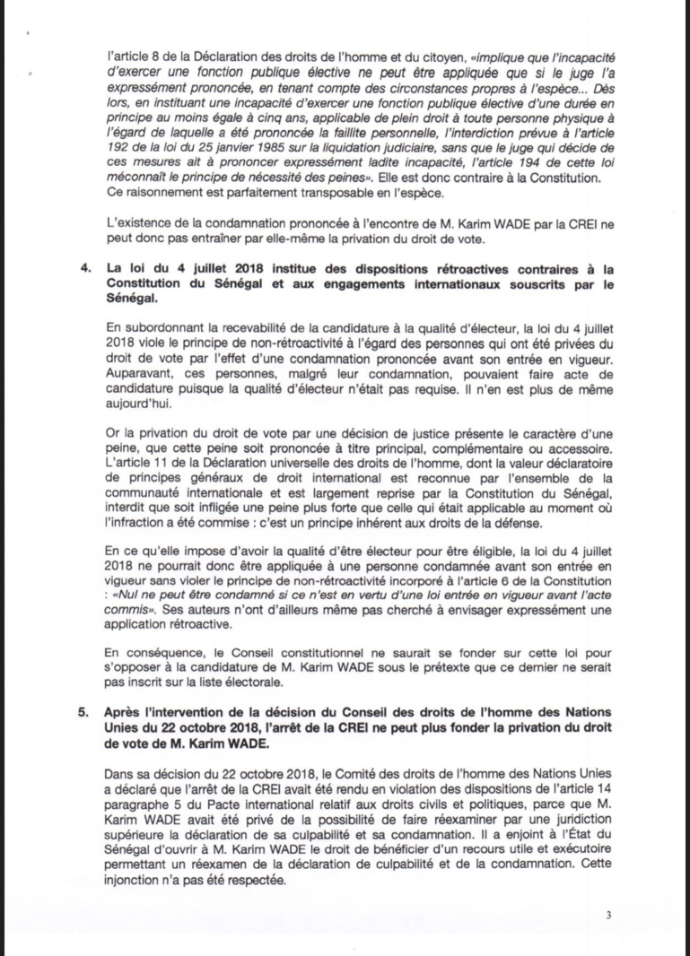 Candidature de Karim Wade: D’éminents juristes nationaux et internationaux écrivent au Conseil constitutionnel (Document) Candidature de Karim Wade: D’éminents juristes nationaux et internationaux écrivent au Conseil constitutionnel (Document)