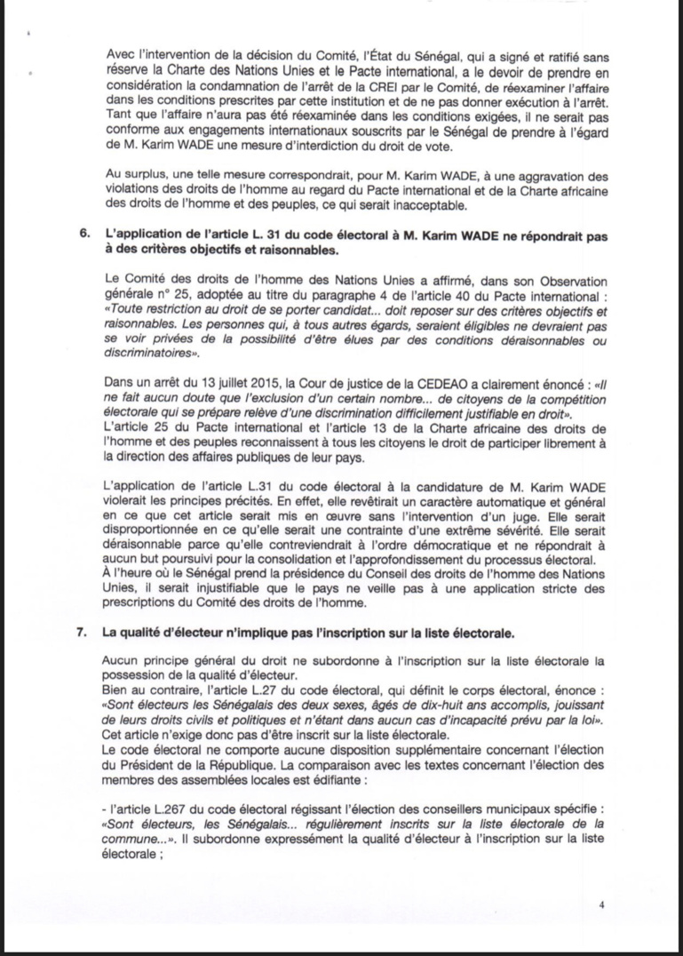 Candidature de Karim Wade: D’éminents juristes nationaux et internationaux écrivent au Conseil constitutionnel (Document) Candidature de Karim Wade: D’éminents juristes nationaux et internationaux écrivent au Conseil constitutionnel (Document)