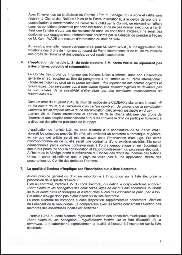  Candidature de Karim Wade: D’éminents juristes nationaux et internationaux écrivent au Conseil constitutionnel (Document)