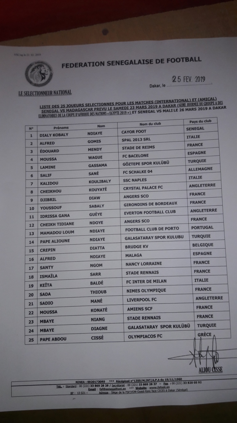 Sénégal vs Madagascar: Aliou Cissé table sur 25 joueurs Sénégal vs Madagascar: Aliou Cissé table sur 25 joueurs