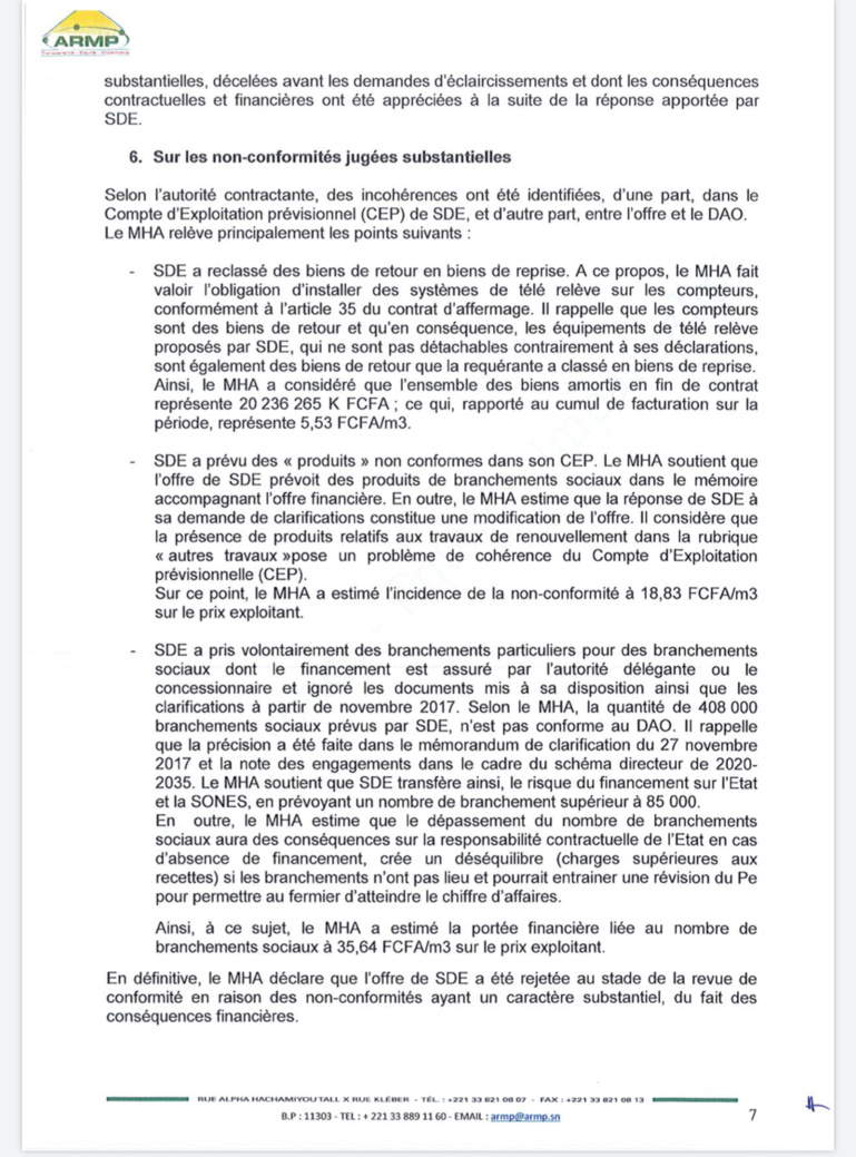 L’Armp annule l’attribution provisoire du contrat d’affermage à SUEZ et relance la SDE L’Armp annule l’attribution provisoire du contrat d’affermage à SUEZ et relance la SDE