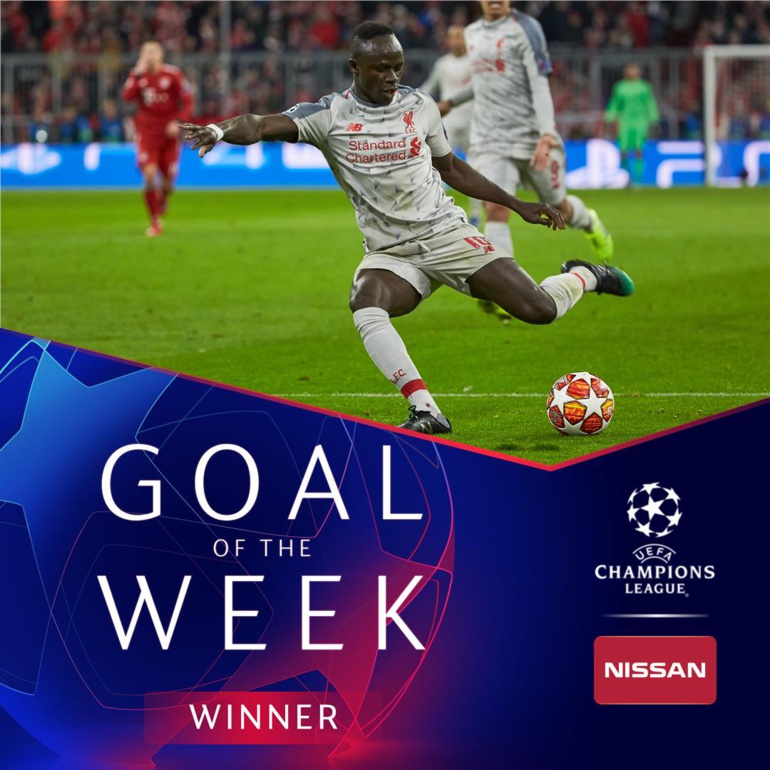 Le premier but Sadio Mané contre le Bayern élu "But de la semaine" par l'UEFA