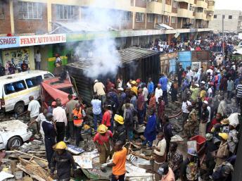 Nairobi, le 5 juin dernier. Explosion d'une station essence du centre-ville : 1 mort et une quarantaine de blessés. REUTERS/Thomas Mukoya