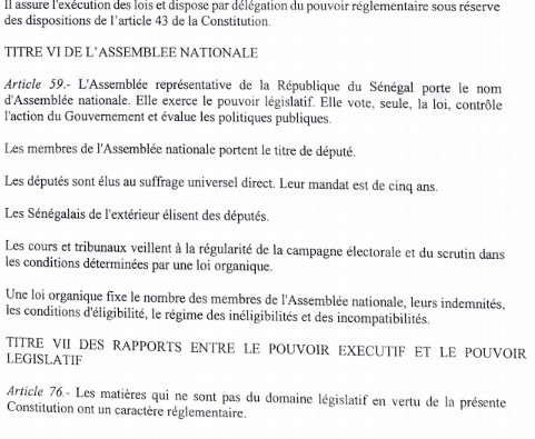 L'intégralité du "Projet de loi portant révision de la Constitution": 22 articles abrogés, Macky perd le pouvoir de dissoudre l'Assemblée nationale