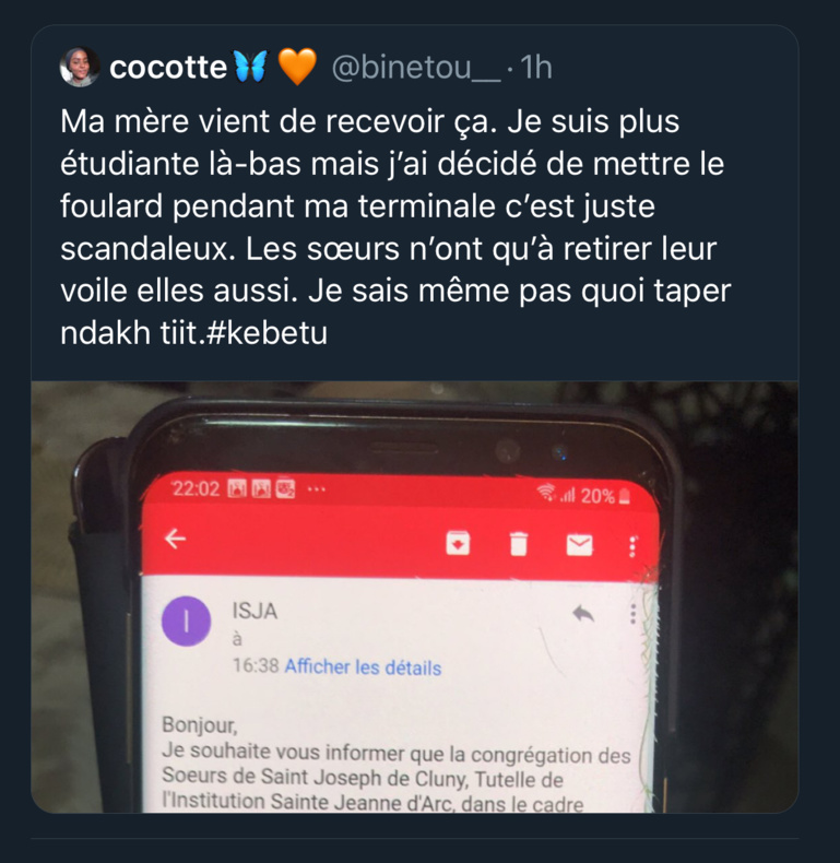Institut Sainte Jeanne d’Arc de Dakar va interdire le port du voile dans ses écoles Institut Sainte Jeanne d’Arc de Dakar va interdire le port du voile dans ses écoles