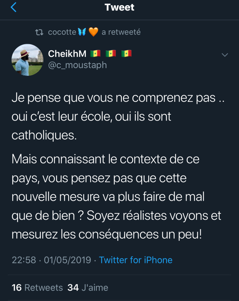 Institut Sainte Jeanne d’Arc de Dakar va interdire le port du voile dans ses écoles Institut Sainte Jeanne d’Arc de Dakar va interdire le port du voile dans ses écoles