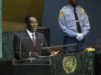 Teodoro Obiang Nguema Mbasogo, le président de la Guinée équatoriale ici à l'ONU en 2009, est au pouvoir depuis 32 ans. AFP/Emmanuel Dunand